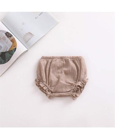 HASAKI Baby Diaper Cover Set - 2Pcs Linen Bloomer Underwear Shorts for Toddler Newborn Boys Girls | 9-12 Months, Khaki & White - Buy Online on GoSupps.com