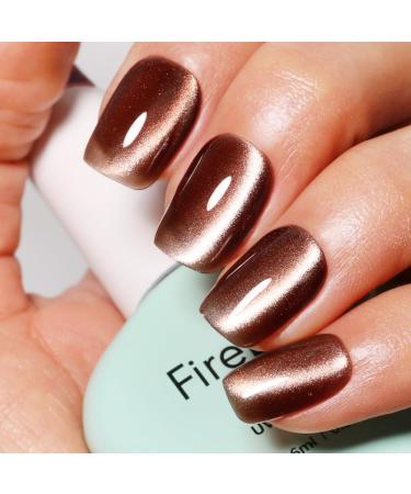 Cat Eye Gel Nail Polish 16ml Brown Gel Polish Holographic Glitter UV/LED Gel Polish Manicure with Magnetic Stick