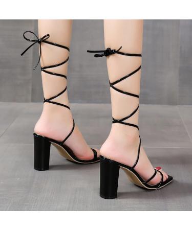 Buy XTZYGLFD Women s Spring Summer High Heel Chunky Sandals - Open Lace Breathable Sexy Style - Black Size 5 UK - Buy Online on GoSupps.com