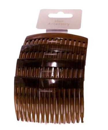 Set of 4 Tort Plain Hair Combs Slides 7cm (2.8") Brown 4 Count (Pack of 1)