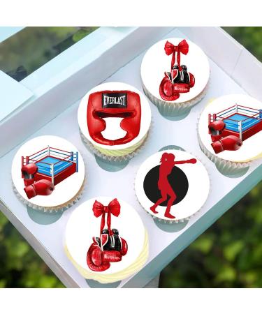 24 x Pre-Cut Boxing 1 Edible Stand up Wafer Paper Cupcake Toppers Cake Decorations Birthday Party Sport Martial Art - Buy Online on GoSupps.com