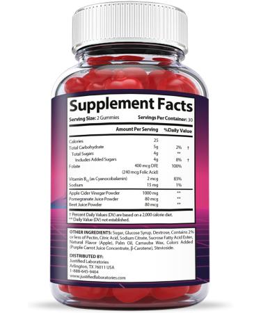 Justified Laboratories Gemini Keto Gummies 1000MG ACV with Pomegranate & Beet Root | 60 Vitamin B12 Gummies for Weight Loss - Buy Online on GoSupps.com