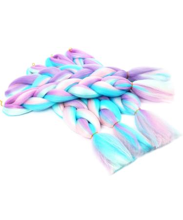 LDMY 24 Jumbo Braids Hair Extensions - Multi-Color Kanekalon Synthetic Hair for Women - 6PCs Pack in Pink Purple Blue Green - 100g/PC - Buy Online on GoSupps.com