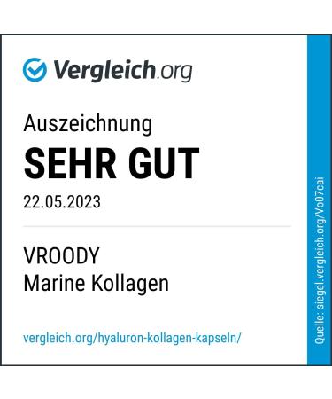 Premium Marine Collagen Kombo 1000mg + Q10 | Hyaluronic Acid Vitamins & Minerals for Healthier Skin & Hair | Made in Austria by Vroody - Buy Online on GoSupps.com