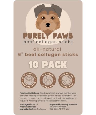 Purely Paws All-Natural Beef Collagen Sticks - Safe Digestible Dog Chews - Long-Lasting Low-Odour Rawhide Free (6 (10 Pack) - Buy Online on GoSupps.com