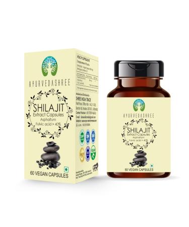 AYURVEDASHREE Shilajit Extract Capsules 1000mg with 40%+ Fulvic Acid 60 Veg Capsules for Men & Women