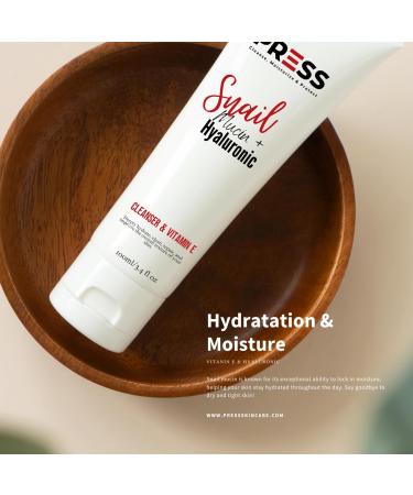 PRESS Snail Mucin Facial Cleanser with Hyaluronic Acid & Vitamin E | Refreshing 6 oz Skincare Solution for All Skin Types - Buy Online on GoSupps.com