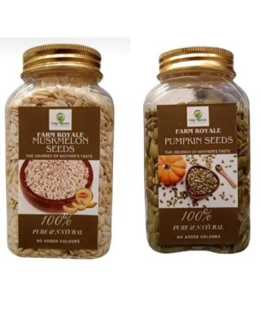 Farm Royale Muskmelon Beej & Pumpkin Beej Combo(200gm 200gm)100% Pure and Natural||Export Quality||Hand picked materrial