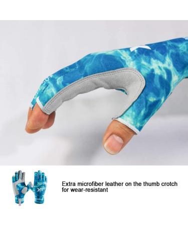 KOOFIN GEAR UPF50 Fingerless Fishing Gloves for Outdoor Activities - Blue Camo, S/M - Buy Online on GoSupps.com