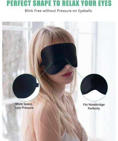 2 Pack 100% Pure Silk Sleep Mask Set - Adjustable Strap, Blocks Light, Reduces Puffy Eyes - BeeVines Eye Shade Cover - Ideal for Sleeping - Black & Pink - Buy Online on GoSupps.com