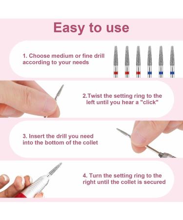 Lusofie 6 Pcs Diamond Carbide Cuticle Drill Bits Set for Professional Nail Care - 3/32 Cuticle Remover and Dead Skin Cleaner Tool - Buy Online on GoSupps.com