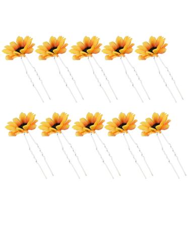 Bridal Wedding Sunflower Hair Pins Clips - 10Pcs Yellow Set for Bridesmaids & Proms - Buy Online on GoSupps.com