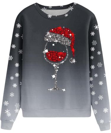 Womens Christmas Sweatshirt Snowman Penguin Print O-Neck Raglan Top - Grey S - Buy Online on GoSupps.com