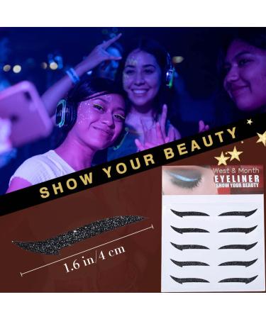 Uranian Glitter Eyeliner Stickers - Reusable Instant Adhesive Eye Line Strip for Party Makeup - Black - Buy Online on GoSupps.com