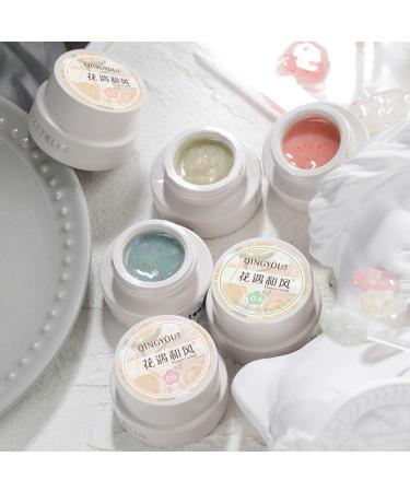 Colorful Translucent Varnish Hybird Gel Nail Polish Phototherapy Gel Nail Art Soak Off Gel Flowers Petal Gel - (Color: 1) - Buy Online on GoSupps.com