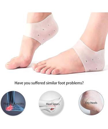 Silicone Heel Protectors 2 Pairs - Moisturizing Heel Socks for Pain Relief & Cracked Heels - Buy Online on GoSupps.com