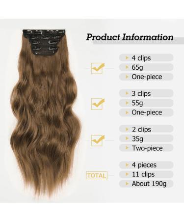 YDDM Clip-In Wavy Hair Extensions | 20 Inch 4pcs Synthetic Hair | Realistic Affordable & Full Coverage for Women - Buy Online on GoSupps.com