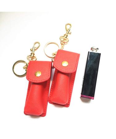 ARTIBETTER 2pcs Clip-On Sleeve Chapstick Key Chain Holder - Leather Lip Balm Pouch Storage Bags - Fashion Lipstick Case with Key Ring - Portable Gift for Women/Girls - Buy Online on GoSupps.com