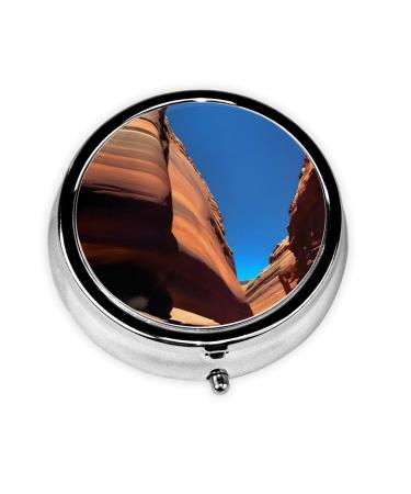 Colorado Landscaperound Pill Box 3 Compartment Round Pill Box Organizer Portable Travel Pill Box for Traveling.