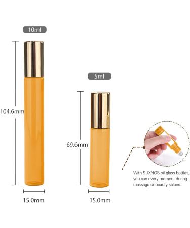 GNAUMORE Roller Bottles Essential Oils Roller Bottles Amber Glass Roll on Bottles with Golden Lids Amber Glass Roller Bottles for Fragrance Lotion Aromatherapy - Buy Online on GoSupps.com