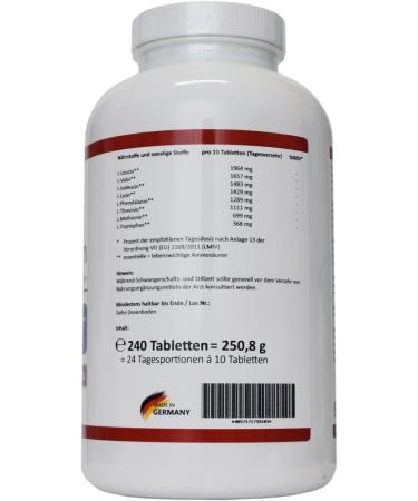 8 Essential Amino Acids - Vegan Tablets (240 Count) | Optimal Ratio of L-Leucine L-Valine L-Isoleucine & More | International Shipping Available - Buy Online on GoSupps.com