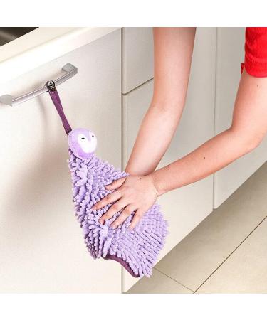 Chenille Hand Towel with Hanging Loop - Soft and Absorbent Cute Animal Cleaning Cloth for Kitchen and Bathroom 26 * 28cm (Grey) - Buy Online on GoSupps.com