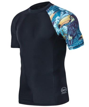 ADOREISM Men's Quick-Dry UPF 50+ Sun Protection Short Sleeve Rash Guard Heytoucan Medium