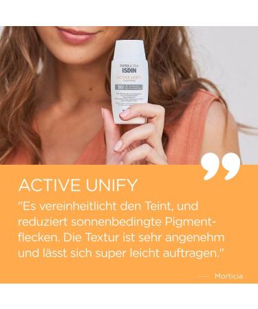 ISDIN FotoUltra Active Unify SPF 50+ - Triple Brightening Sunscreen for All Skin Types 50ml - Buy Online on GoSupps.com