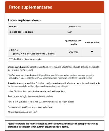 Now Foods Lysine 500MG Tablets - 250 CT for Immune Support | Buy Internationally - Buy Online on GoSupps.com