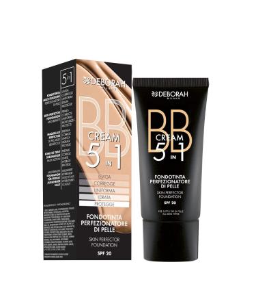 Deborah Milano BB Cream Foundation 5 in 1 Formula Primes Conceals Evens Moisturises and Protects with SPF 20 5.1g 4