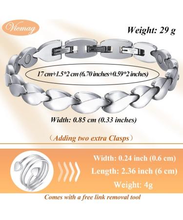 Vicmag Magnetic Bracelet for Women | Ultra Strength Titanium Steel | Magnetic Gift Box & Removal Tool | Silver Leaf Design - Buy Online on GoSupps.com