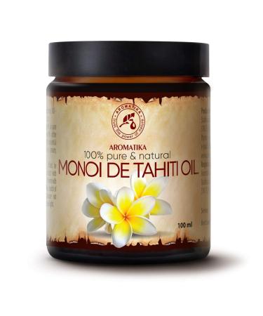 AROMATIKA Monoi de Tahiti Carrier Oil 3.4 Fl Oz - Pure Cold Pressed Monoi Base Oil - Cocos Nucifera - Gardenia Tahitensis - Unrefined Carrier Oil for Essential Oils - Face & Body Care - Massage 3.5 Fl Oz (Pack of 1)
