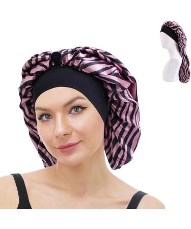 YUPs Long Silk Satin Hair Bonnet for Long Hair and Braids - Pink Zebra - Buy Online on GoSupps.com