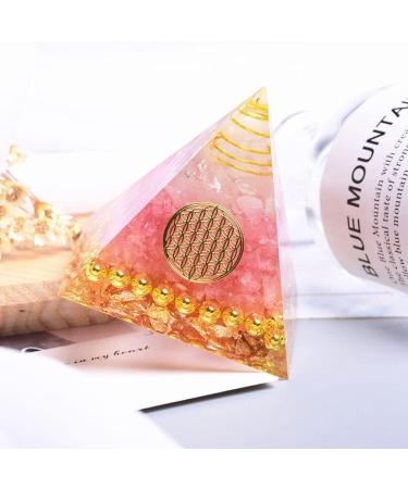 Pink Moonstone Crystal Orgone Pyramid - Energy Tower for Chakra Healing with Flower of Life Design - Handcrafted Orgonite Jewelry - Buy Online on GoSupps.com