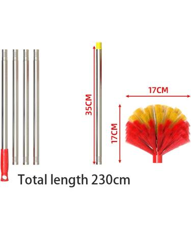 Spider Web Brush Ceiling Cleaning Duster with Extension Cord Cleaning Brush for Indoor and Outdoor High Reach Furniture Use for Outdoor and Indoor Spider Webs Red 230 Cm - Buy Online on GoSupps.com