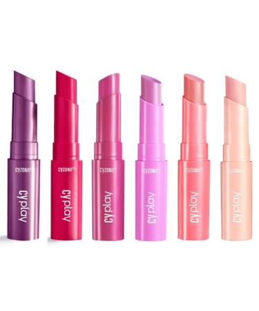 CyPlay Creamy Lip Balm Set: Berry Cherry Fuchsia Pink Coral and Nude