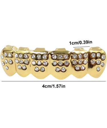 Hip Hop Style Tooth - Shining Rhinestone Grillz Caps for Teeth - Copper Plated Gold Tooth Caps for Cosplay Costumes Portable Mouth Grillz Gifts Tosier Lower Teeth - Buy Online on GoSupps.com