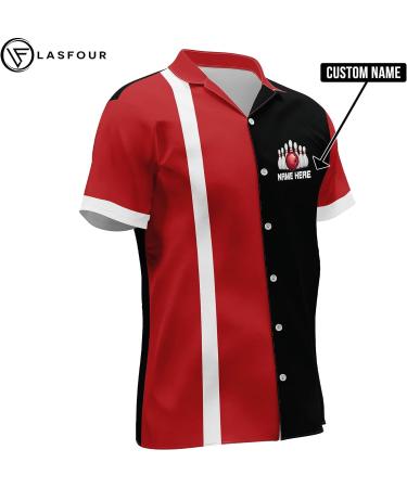 LASFOUR Men's Retro Bowling Hawaiian Shirt | Funny Custom Design | Vintage Button-Down Short Sleeve | Bowling Enthusiast Gift - Buy Online on GoSupps.com