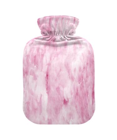 Pink Marble Hot Water Bottle with Cover Hot Water Bottles for Pain Relief Hot Water Bottle Water Bag Feet and Bed Warmer for Arthritis 2L