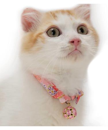 Necoichi Chirimen Cat Collar with Clover Bell Handcrafted in Japan - Pastel Pink, One Size - Buy Online on GoSupps.com