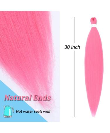 Pink Pre-Stretched 30 Inch Colored Braiding Hair Extensions - 3 Pack Soft Yaki Natural Hot Water Setting - Buy Online on GoSupps.com