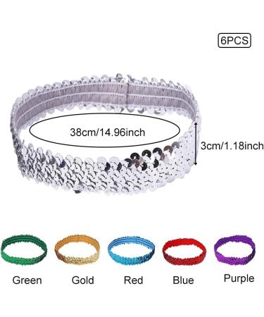 6 Pieces Sequin Headband Sports Glitter Headband Elastic Sparkly Bling Sport Head Band Party Favors Decoration for Girls Women(Multicolor) - Buy Online on GoSupps.com