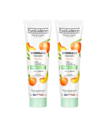 EVOLUDERM - Peach Velvet Scrub - 150ml - 96% Natural Origin - Vegan - Made in France - Pack of 2 x 150 ml