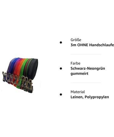 Drag Line Dog Leash 1m-40m | 20mm Wide for Medium & Large Dogs | Hand Loop & Non-Hand Loop Options | Black & Neon Green Rubberized Practice Leash - Buy Online on GoSupps.com