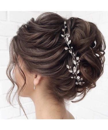 Handcess Bridal Wedding Headband | Silver Crystal Leaves Hair Accessories for Bride & Bridesmaids - Buy Online on GoSupps.com