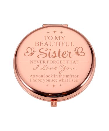 CYKARA Valentines Day Gifts for Sister Birthday Gifts from Sister Best Friend Sister Gifts Compact Mirror for Women Sister in Law Gifts Big Sister Gifts from Little Sister for Soul Sister