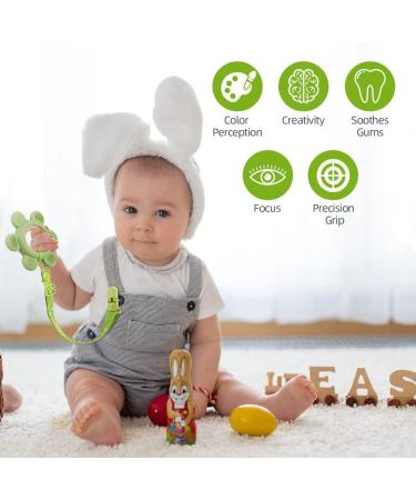 Vicloon Baby Teething Toy | BPA Free Silicone Rudder Teether for Boys & Girls (Green) - Easy to Hold & Clean | Sensory Chew for Babies - Buy Online on GoSupps.com