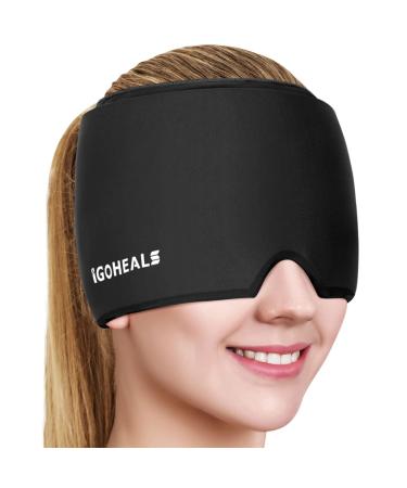 IGOHEALS Migraine Relief Cap  Headache Relief Hat for Migraine  Compressed Ice Head Wrap Wearable Comfortable &Strechable for Tension Relief  Puffy Eyes  Sinus &Stress Relief-Black Black without top