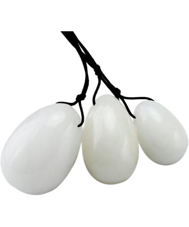 Mookaitedecor White Jade Yoni Egg Balls Set 3 Sizes for Pelvic Floor Strengthening & Relaxation | Postpartum Vagina Care - Buy Online on GoSupps.com
