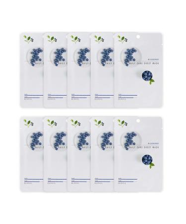 10 pieces Eunyul Daily Care Face Mask pack Blueberry 22 ml x 10 pieces vegan Korean skin care Hypoallergenes Tencel leaf & natural ingredients blueberry blade mask